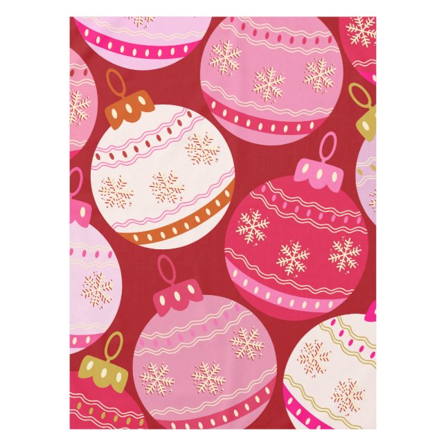 Nappe Baubles De Noël Rose Et Rouge (Devant)