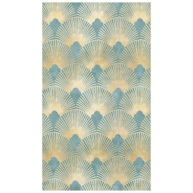 Nappe Beau motif ventilateur, or turquoise, motif Art Dé (Devant)