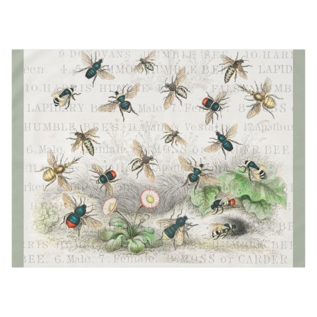 Nappe Bee Honey Travailleur Queen Bees Antique (Devant (Horizontal))