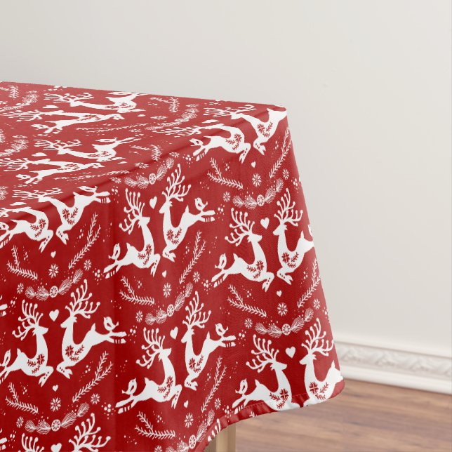 Nappe Belle Fête Scandi Rouge Blanc Noël Cerf (In Situ)