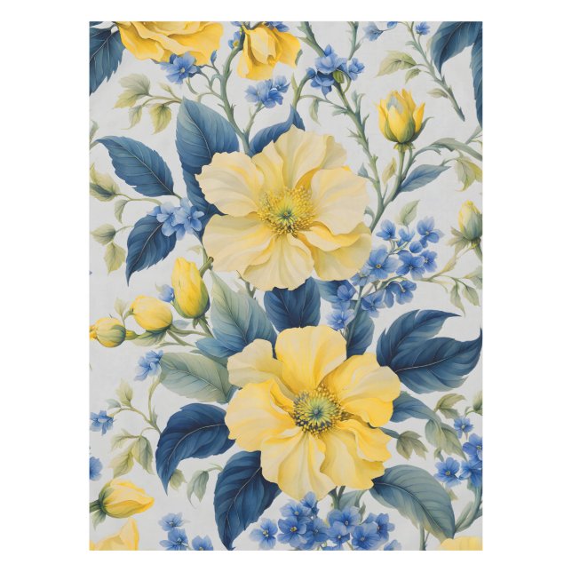 Nappe Belles Fleurs Jaunes et Bleues (Devant)