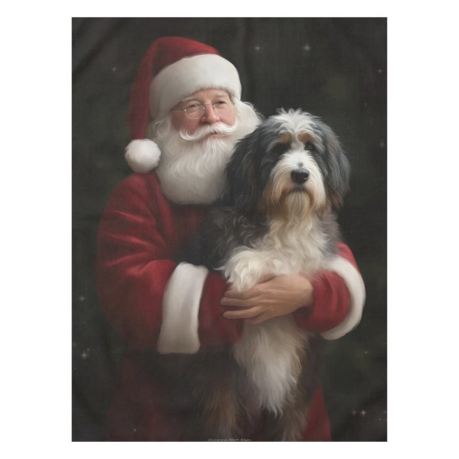 Nappe Bernedoodle avec Noël Festif du Père Noël (Devant)