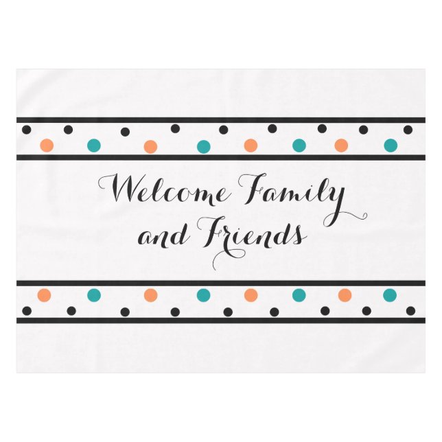 Nappe Bienvenue Orange Points de Teal (Devant (Horizontal))