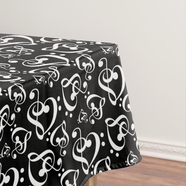 Nappe Black White Treble Clef Heart Music Notes Motif (In Situ)