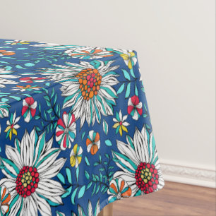 Nappe Blanc Bleu Jaune Orange Rouge Fleurs de marais Mot