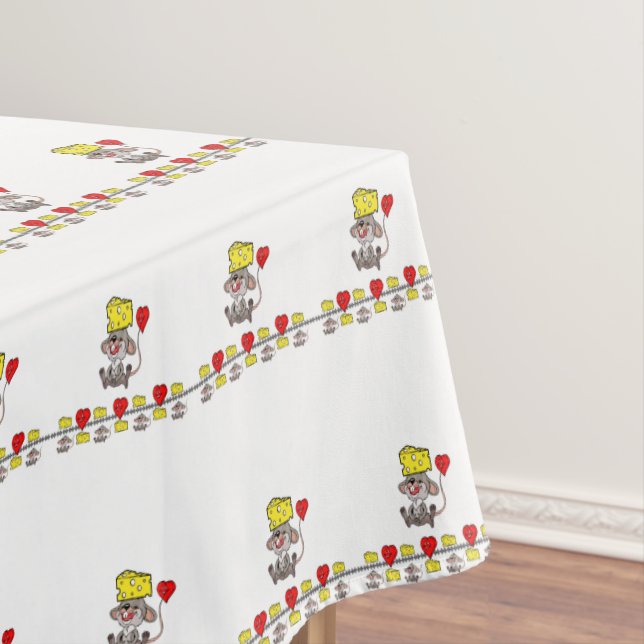 Nappe Blanc Cheesy Hearts Souris Jaune (In Situ)