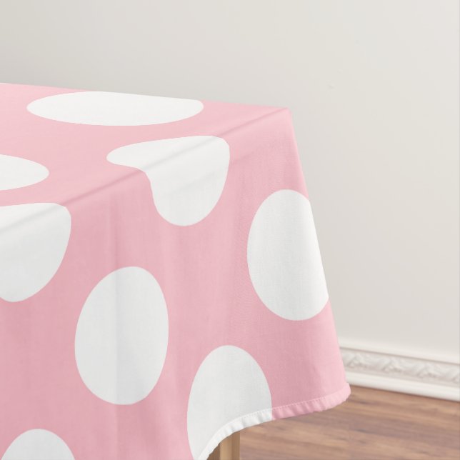 Nappe Blanc sur rose grand format Pois (In Situ)