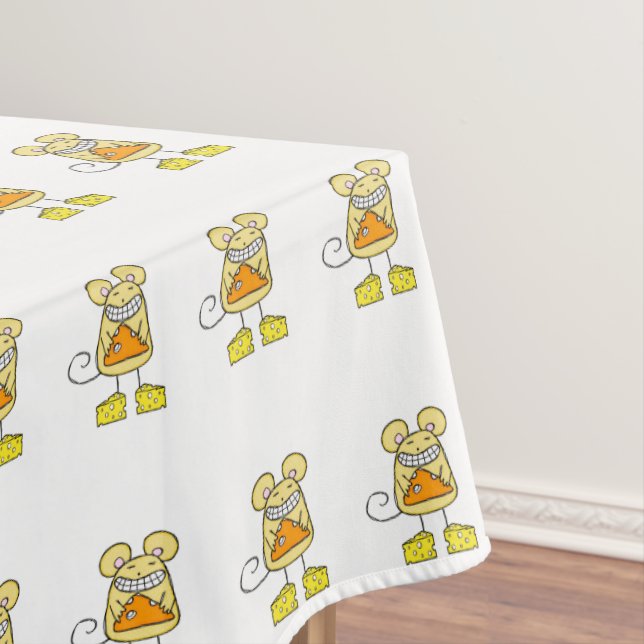 Nappe blanche pizza fromage souris jaune (In Situ)