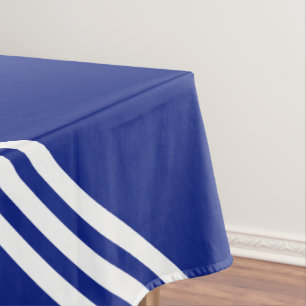 Nappe blanche rayée bleue ou choisir des couleurs
