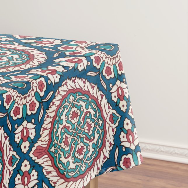 Nappe Bleu blanc rouge Turquoise Oriental Azulejo Motif (In Situ)