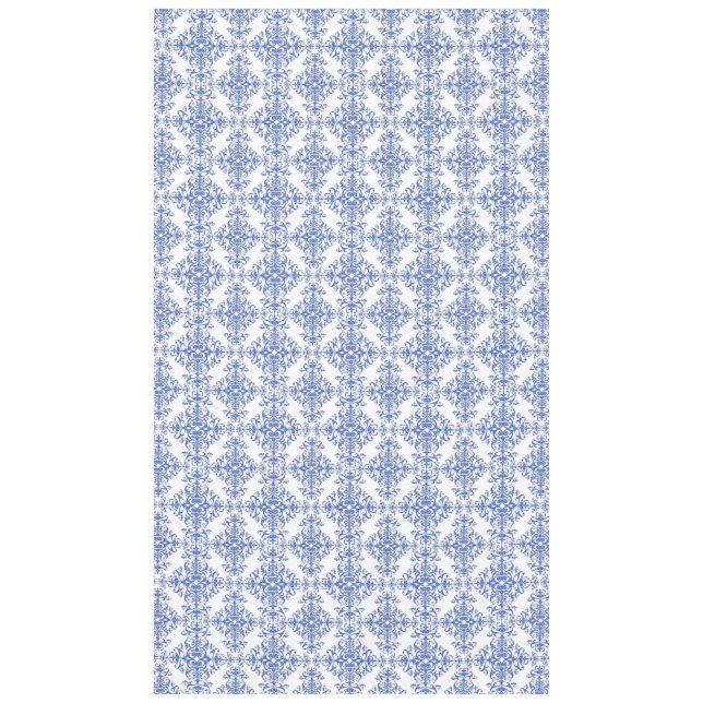 Nappe Bleu cobalt et blanc motif de style damassé floral (Devant)