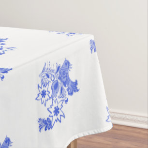Nappe Bleu et blanc Oiseau et Motif Edelweiss