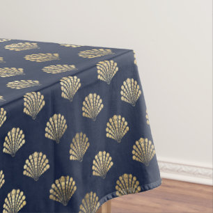 Nappe Bleu et or métallique Coquille Décor Maison