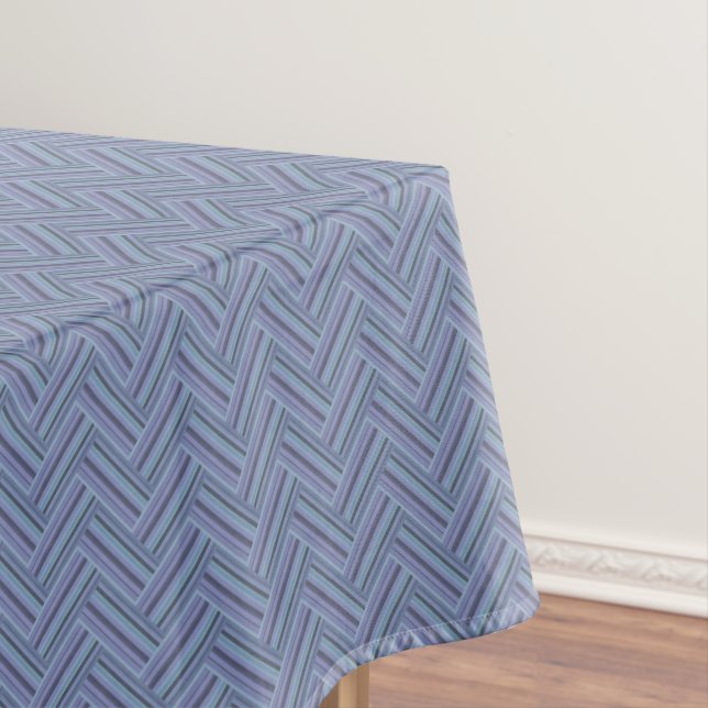Nappe Bleu gris rayures motif double tissage (In Situ)