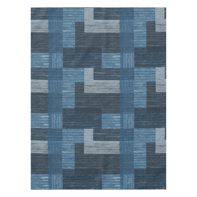 Nappe Bleu Jean patch Work Faux Burlap (Devant)