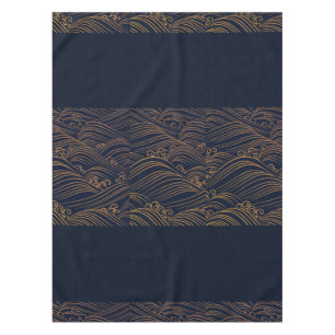 Nappe Bleu marine japonais de motif de vagues et brun
