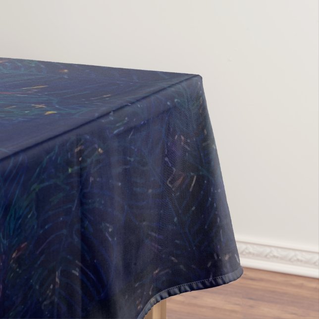 Nappe Bleu nuit Tropical Jungle Feuille Lune Metallic (In Situ)