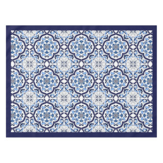 Nappe  Bleu Orné Floral Méditerranéen Carrelage Sicilien