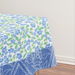 Nappe Bleu Périwinkle Floral Boho Faux Motif Patchwork