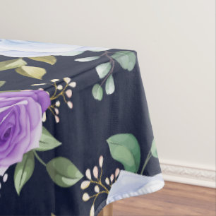 Nappe bleu violet élégant floral noir sol