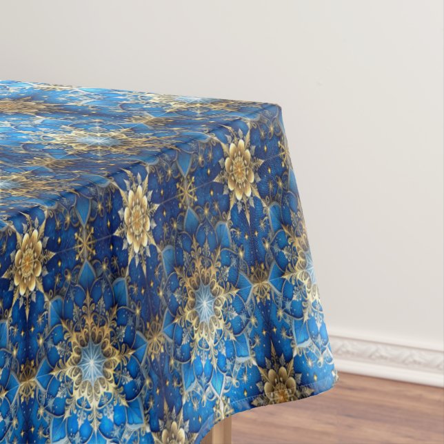 Nappe Blue Decorative Holiday Tablecloth (In Situ)