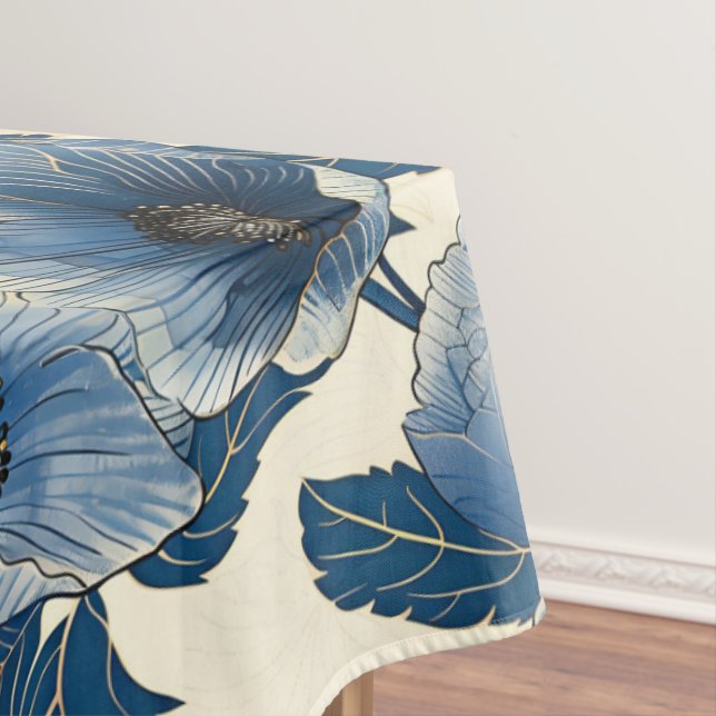 Nappe Blue Floral Gold Parties scintillant japonais Ukiy (In Situ)