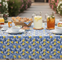 Blue Watercolor Lemon Pattern 