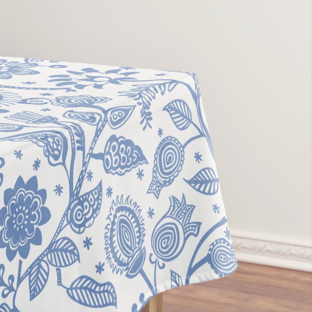 Nappe Blue White Floral Botanical Pattern Modern Boho (In Situ)