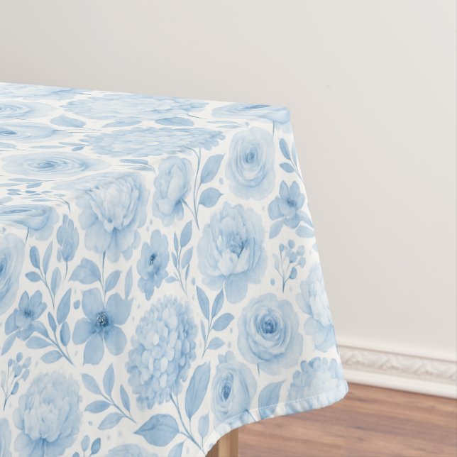 Nappe Blue White Watercolor Floral Pattern (In Situ)