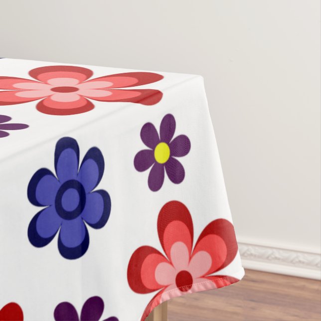 Nappe Boho Blue Purple Red Flowers Large Tablecloth (In Situ)