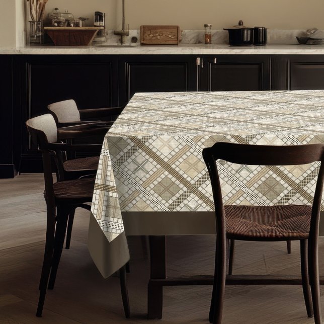 Nappe Boho Neutral avec Motifs de ligne moderne (Boho Neutral Tablecloth with Modern Line Patterns)