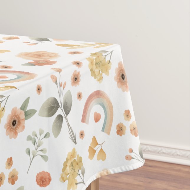 Nappe Boho Rainbow Tablecloth - Watercolor Motif Party (In Situ)