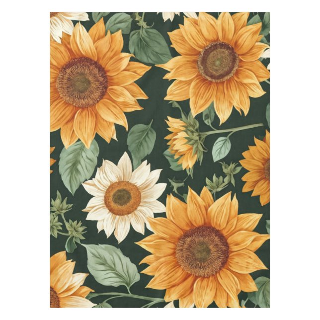 Nappe Boho Terracotta Vintage Motif tournesol (Devant)