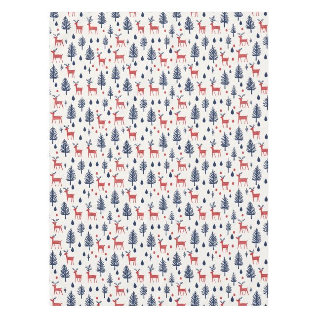 Nappe Bois de cerfs rouges et bleus scandinaves (Devant)