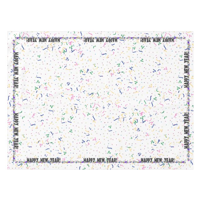 Nappe Bonne année - Confetti et Casquettes de fête (Devant (Horizontal))