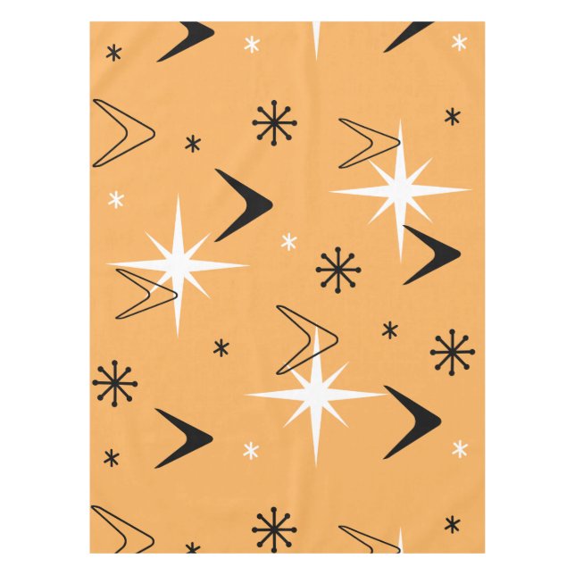 Nappe Boomerangs et Stars Orange vintage des années 1950 (Devant)