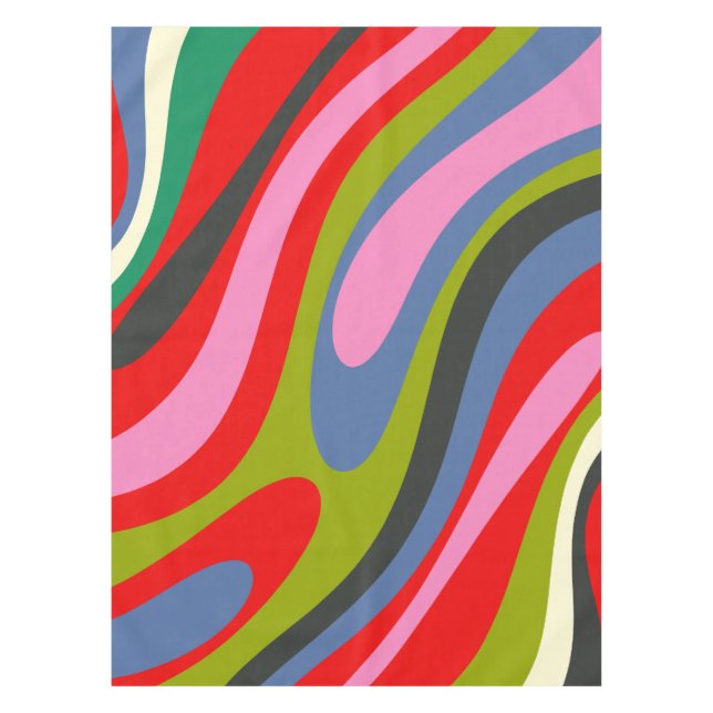 Nappe Boucles ondulées Multicolor Rétro Abstrait Maximal (Devant)