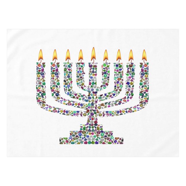 Nappe Bougie Hanoukka colorée (Devant (Horizontal))