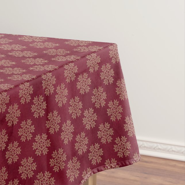 Nappe Bourgogne avec des flocons d'or Noël (In Situ)
