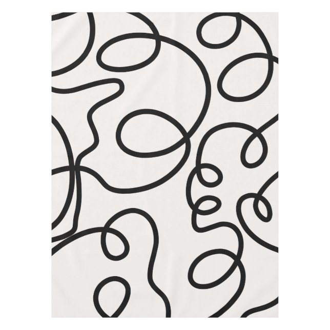 Nappe Brush Strokes De Ligne Minimale Moderne Noir Et Bl (Devant)