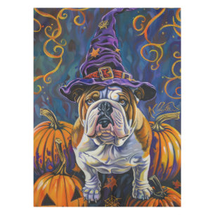 Nappe Bulldog effrayant Halloween Sorcière et Citrouille