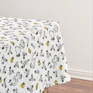 Nappe cacahuètes   Snoopy & Woodstock B&W Flower Motif