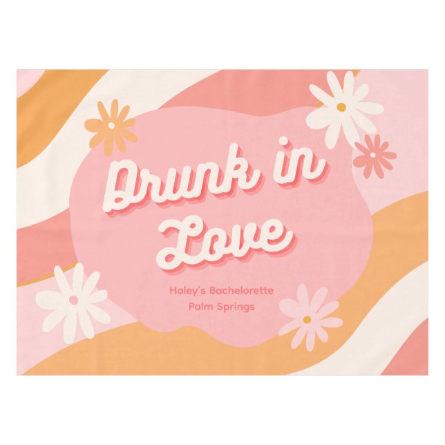 Nappe Cadeau de fête de Bachelorette Rétro Rose & Orange (Devant (Horizontal))