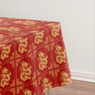 Nappe Cadres d'ornement grec Motif de dragon d'or rouge
