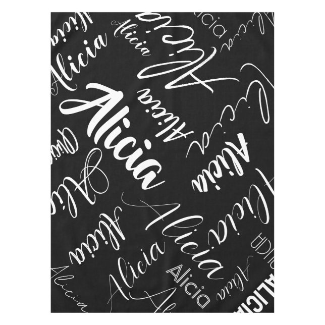 Nappe Calligraphie Nom du script Art Black White Modern (Devant)