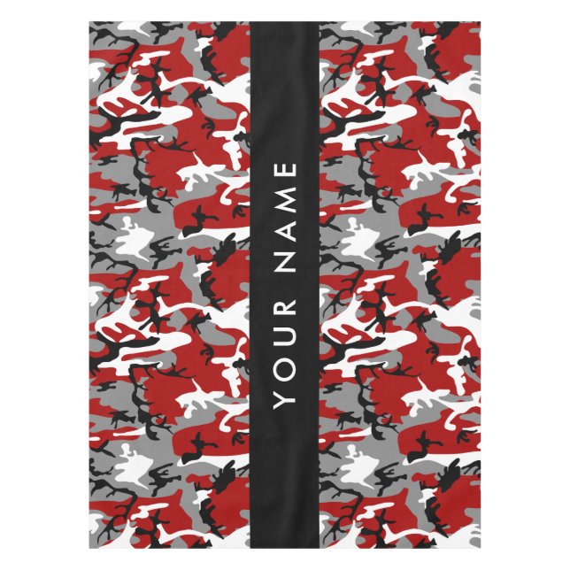 Nappe Camouflage rouge et gris Votre nom Personnaliser (Devant)