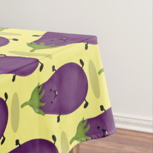 Nappe Caricature d'aubergine d'aubergine joliment heureu