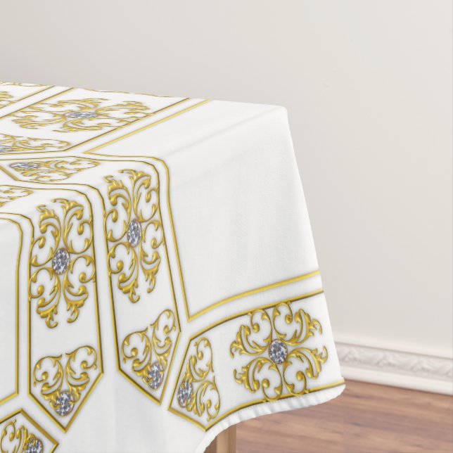 Nappe Carré d'or moderne Diamant Motif géométrique Blanc (In Situ)