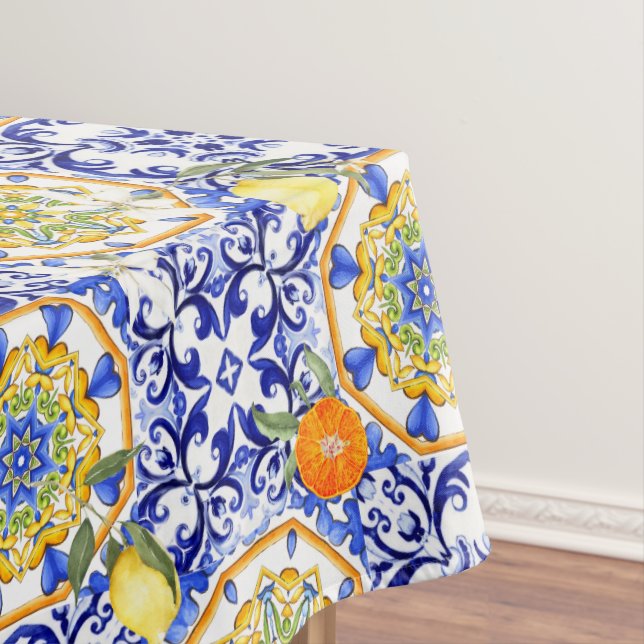 Nappe Carreaux bleus, Sicilien, majolica, art de la mosa (In Situ)