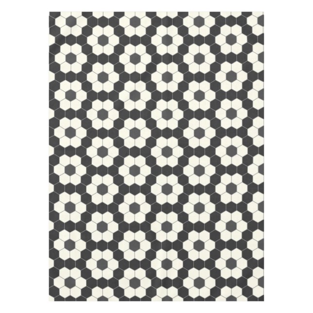 Nappe Carreaux hexagones géométriques noirs et blancs ré (Devant)